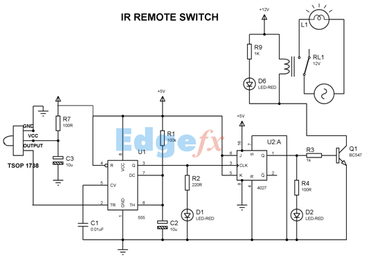 Diagrama del circuito de control remoto IR