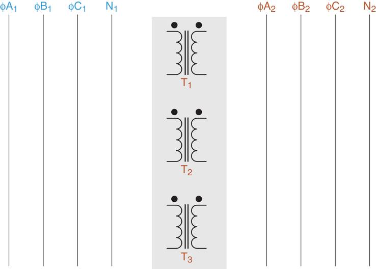 Características del diagrama de cableado del transformador. 