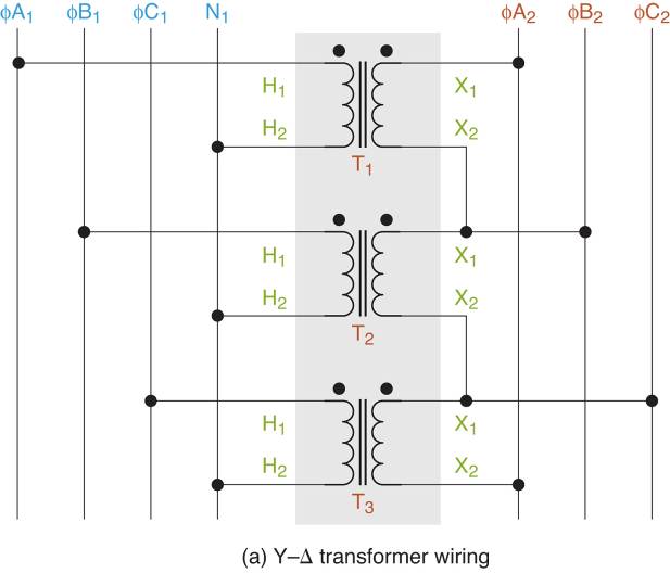 Diagramas de cableado del transformador Y-∆.