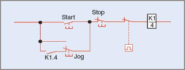 Interruptor de botón Jog en el circuito de control