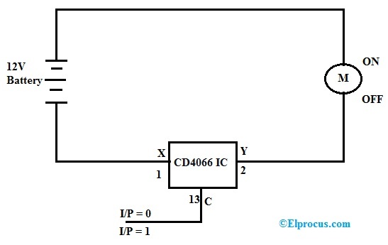 Diagrama de circuito de un solo interruptor con CD4066 IC