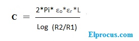 ecuación cilíndrica capacitiva