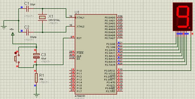 Visualización de números en una pantalla de 7 segmentos mediante el microcontrolador 8051