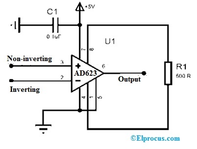 Diagrama de circuito IC AD623