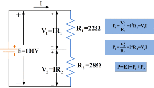 Disipación de potencia en resistencias conectadas en serie