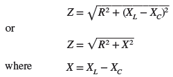 fórmula de impedancia total circuito en serie rlc 
