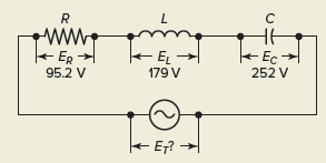 Calcule el voltaje en un circuito en serie RLC 