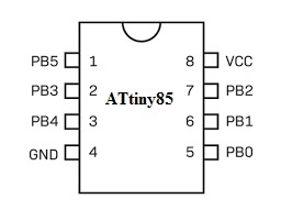 Diagrama de pines ATtiny85