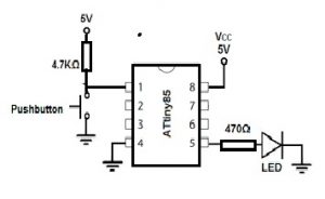 Circuito LED usando el microcontrolador ATtiny85