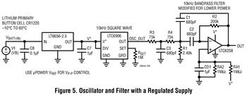 Figura 5. Oscilador y filtro con fuente de alimentación regulada