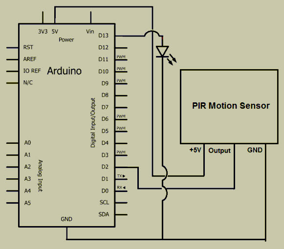 Circuito de luz de sensor de movimiento basado en Arduino