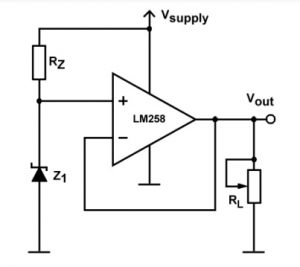 Circuito de referencia de voltaje con LM258 IC