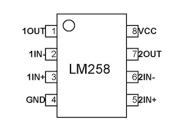 Configuración de pines LM258