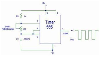 Circuito generador de impulsos utilizando el temporizador 555