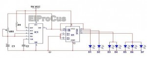 Diagrama del circuito del indicador LED