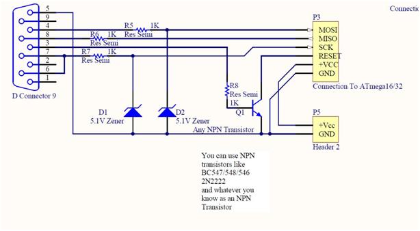 Diagrama del circuito del programador ISP