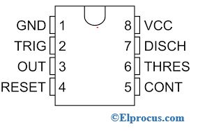 diagrama de pines del circuito integrado 555