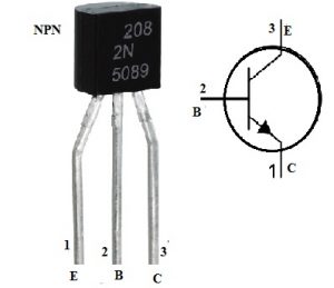 configuración de las patillas del transistor NPN 2N5089
