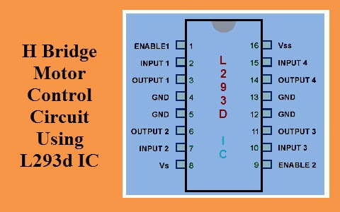 Circuito de controlador de motor de puente H usando L293d IC