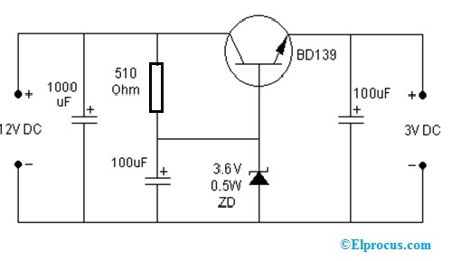 Circuito de conversión de CC a CC con el transistor BD139