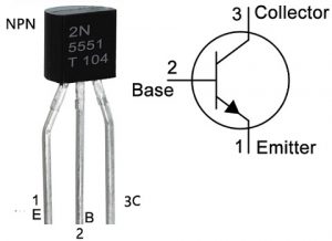 configuración de pines del transistor 2N5551