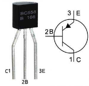 Configuración de los pines del transistor BC558