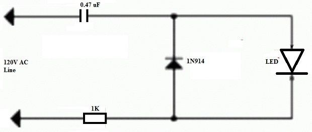 Diagrama de circuito sin transformador para un controlador de LED