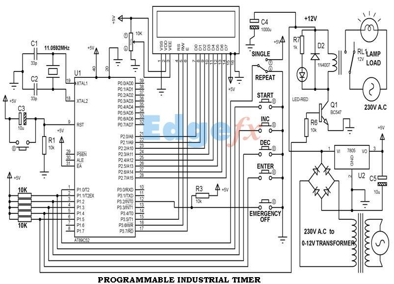 Diagrama del circuito del temporizador industrial programable