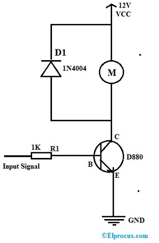 Circuito conductor del motor con un transistor D880