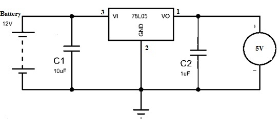 circuito regulador de tensión 78L05