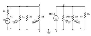 circuito equivalente de parámetros h para el amplificador de emisor común