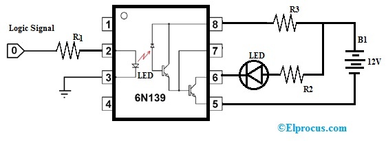 Aislamiento eléctrico con un optoacoplador 6N139