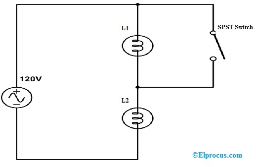 Circuito de interruptores SPST para controlar lámparas