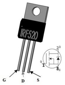 Configuración de los pines del MOSFET IRF520