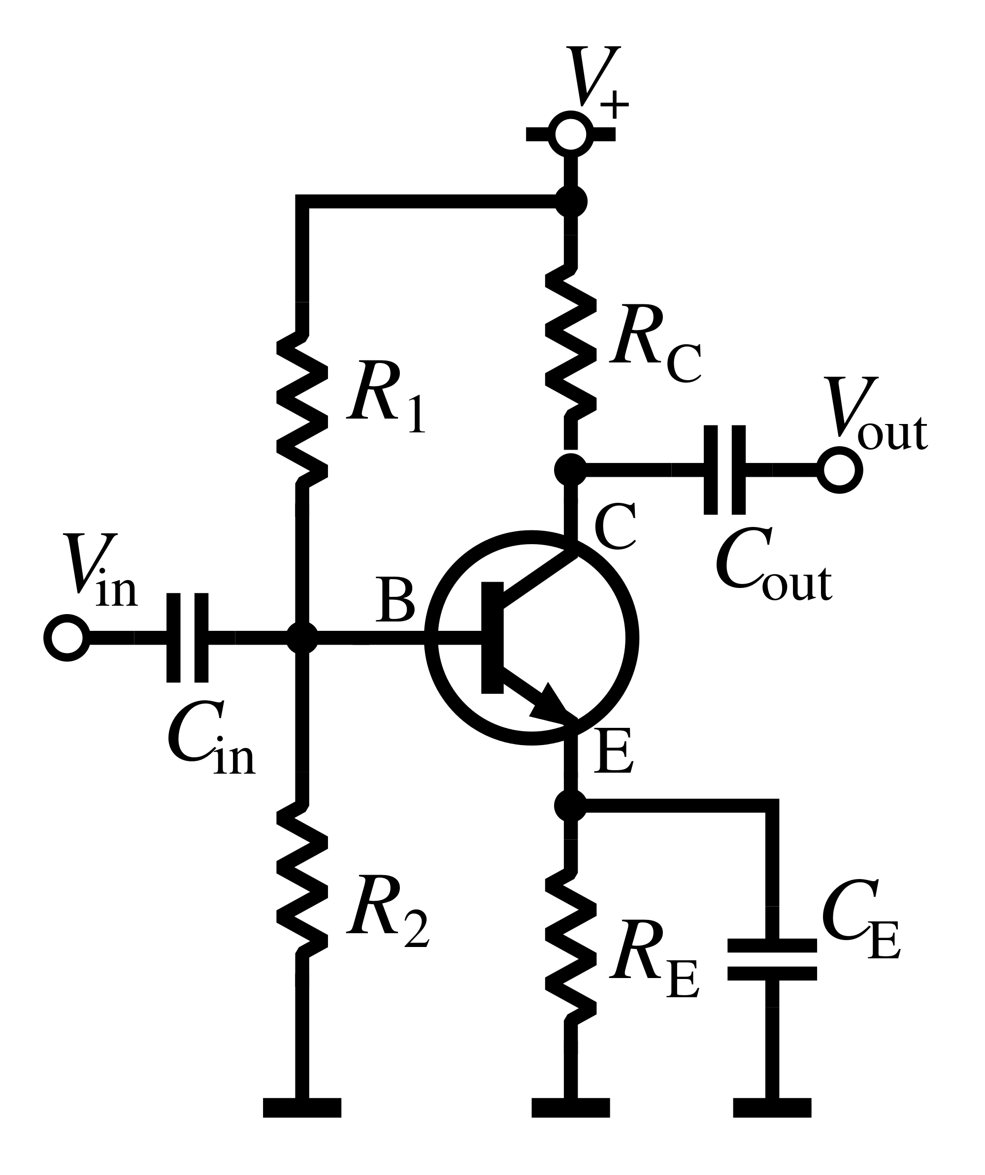 Diagrama del circuito amplificador de emisor común