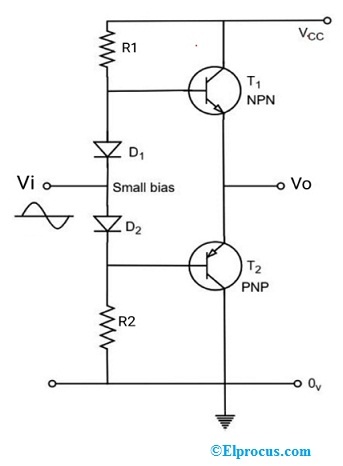 Esquema del circuito del amplificador de clase AB
