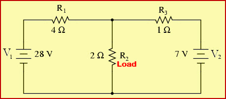 Circuito de ejemplo del teorema de Norton con resistencia de carga
