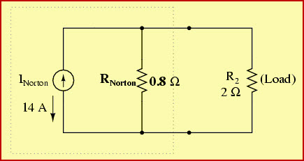 Circuito equivalente del teorema de Norton