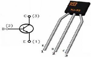 Configuración de las patillas del transistor MPSA42