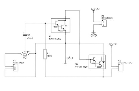 Circuito amplificador de audio con TIP122
