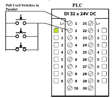 Interruptores de cuerda en conexión paralela