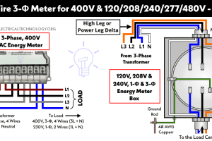 Consejos sobre cómo conectar un contador de tres secciones 400V Y 120/208/240/277/347/480/600V – IEC & NEC